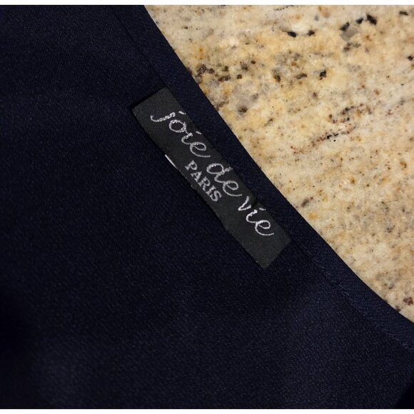 Vtg Joie de Vie Dress Set Sz 10 Button Shirt Blue Floral Embroidered Side Slits - Picture 16 of 16